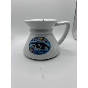 Vintage Sea World 1990s Orca Whale Shamu Glass Travel Mug No Lid Anti Slip Ocean